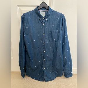 Cotton On - Men's Blue Swallow Patterned Button Down Size L